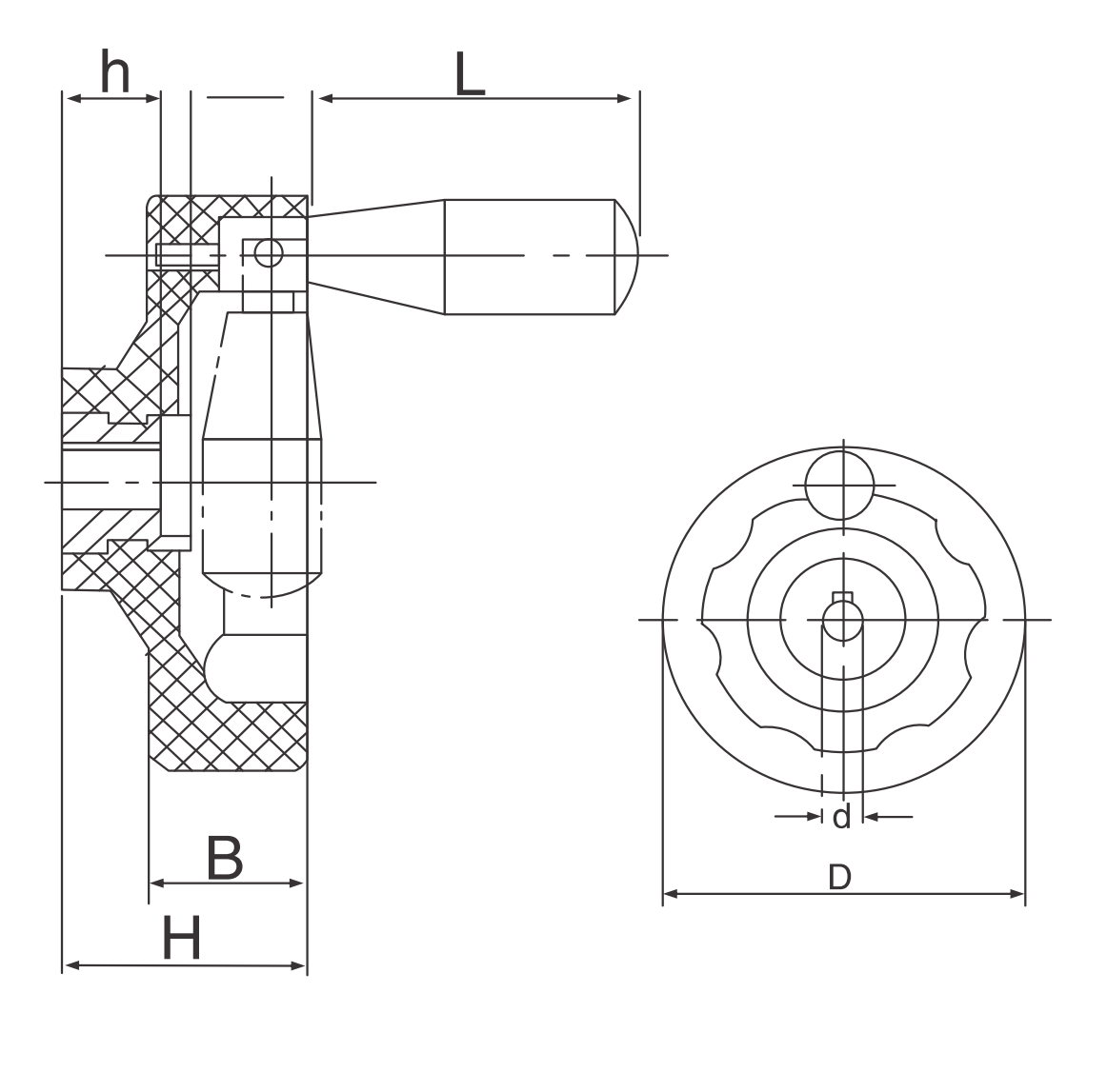 Bakelit-Solid-Handrad mit Griff